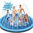 YAUNGEL97 Kids Splash Pad Sprinkler, Extra Large Non-Slip 0.58mm Thick Splash Mat for Toddlers, Kids & Dogs, Foldable Backyard Water Play Pad for Family Summer Outdoor Fun, 97 inches x 96.85 inches