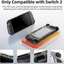 Case Set for Switch 2 Case, Switch 2 Grip Accessories, Includes 1 Protective Case with Clear PC Back and TPU Ergonomic Grip, 2 9H Tempered Glass Screen Protectors, 8 Joycon Caps, and 8 Dust Plugs