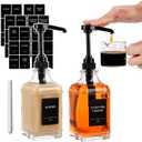 BIGIVACA Coffee Syrup Dispenser 16 oz 2 Pack,Clear Glass Syrup Bottle with 1/4oz Capacity Pump,Syrup Dispenser for Coffee Bar with Plastic Pump