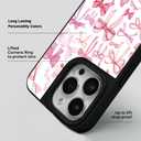 Case for iPhone 14 and iPhone 13, Trendy Aesthetic Pink Ribbon Bow Pattern Print, Glossy Hard PC Back Soft TPU Bumper, Slim Shockproof Anti-Scratch Cover for Teen Girls Women