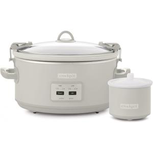 Crock-Pot 7 Quart Cook and Carry Slow Cooker with Touch Control, 4 Pre Programmed Settings, Removable Stoneware, and Locking Lid, Mushroom