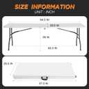 BestOffice 8FT Picnic Table Folding Table Camping Table Plastic Table Fold Up Table Lock for Party Event,White, 8 FT 29"x94"