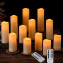 Hillban 12 Pcs Flameless Pillar Candle for Wedding Battery Operated with 2 Remote Timer 4" 5" 6" 7" Flickering Pillar Led Candles Bulk Ivory Fake Plastic Candles Waterproof Electric Tea Lights Decor