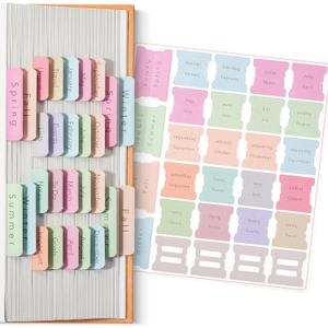 Mr. Pen- Monthly & Seasonal Planner Tabs, 84 Pack, Colorful Tearing-Resistant Self-Adhesive Labels for Calendars, Journals, Notebooks, Notes, Goals, To-Do, Events, Organization