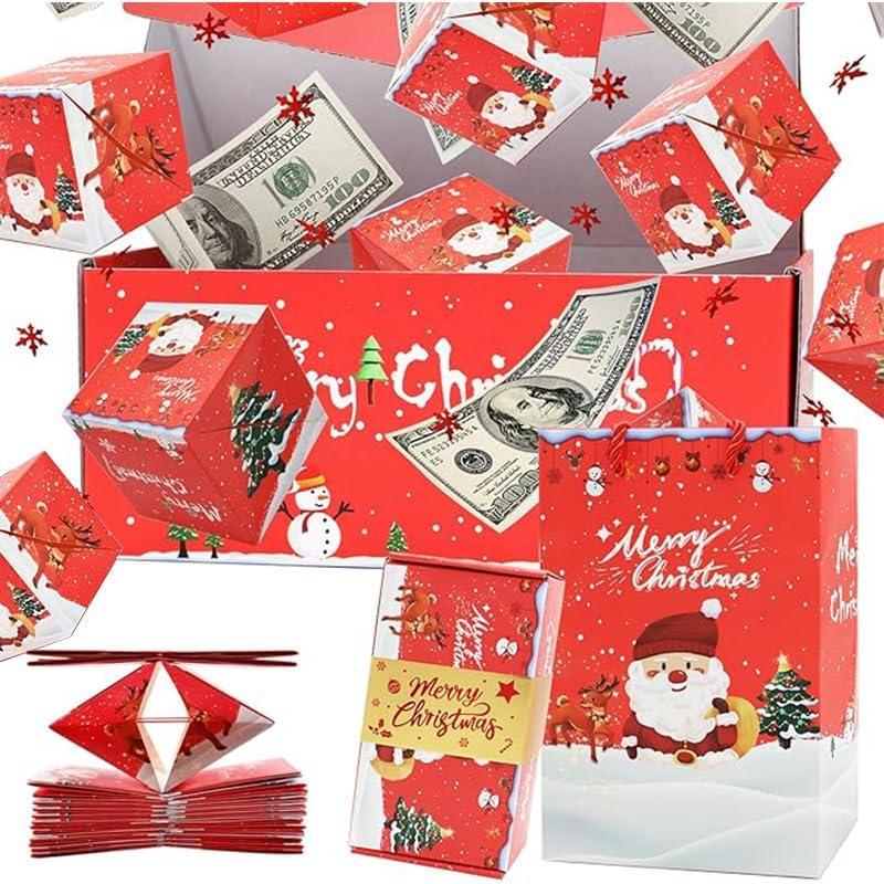 Surprise Gift Box Explosion For Money Unique Folding Bouncing Cash Explosion Luxury for Birthday Christmas Valentine Proposal (10 Bounces),Red