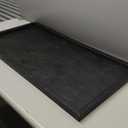 35 x 18 inches High-End Light Luxury Leather Rectangle Oversized Service Tray for Ottoman Tray, Coffee, Food, Family Dinner, Picnic, Party Essentials (Black, 35 x 18 inch)