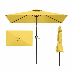 Patio Kingdom 6.5' x 10' Rectangular Patio Umbrella Large Outdoor Market Umbrella w/UV Protection, Push Button Tilt and Crank Lift, Rectangle Table Umbrella for Garden, Deck, Pool, Patio, Sunshine Yellow