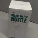 64 oz Glass Water Bottle With Straw and Handle, Half Gallon Sports Motivational Water Jug Flask with Silicone Sleeve, Large Water Cup with Time Marker for Travel, Gym, Black