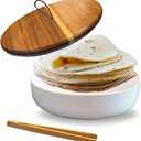 Ceramic tortilla warmer - Tortillero - 7.5 inch Tortilla holder with wooden lid - Roti box - Tortilleros para las tortillas caliente - Tortillas warmer - Tortilleros mexicanos - Pancake Holder