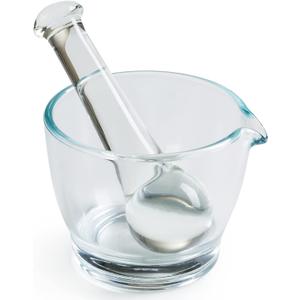 Ultrassist 8oz Glass Mortar and Pestle Bowl, Medicine Grinder and Mixer for Pharmacy or Science Lab
