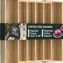 Larger Expandable Bamboo Organizer Holder for Counter Drawer Insert - Compatible with Nespresso Vertuo Capsules - Tea Bags Storage (Natural) 10.8" -19"W x15.67"Dx1.9"H
