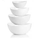 Sweese Porcelain Serving Bowls Set, 10-42 oz, Versatile for Salad, Soup, Snacks, Microwave Dishwasher Safe, White
