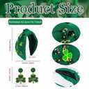 St.Patrick's Day Headbands Green Shamrock Headband for Women Jeweled Knotted Head Band Embellished Crystal Rhinestone Wide Headband and Earrings St Patricks Day Hair Accessories