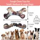 Tough Dog Chew Toys for Aggressive Chewers, 3 Pack Bone Dog Toy,Almost Indestructible Nylon Dog Toys for Medium Large Breed,Bacon Flavor