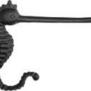 Cast Iron Seahorse Toilet Paper Holder, Heavy Duty DIY Vintage Rustic Iron Roll Tissue Wall Mount Paper Holder Towel Racks with Hardware for Bathroom, Kitchen, Bedroom, Hallway (Black)