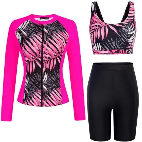 JACK SMITH 2025 Women Swimsuit Long Sleeve Rash Guard UPF50+ Tankini Bathing Suits Swim Shorts L