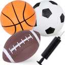 Shindel Sports Balls for Kids, 5 Inches Playground Balls with Hand Pump, Includes Football, Basketball