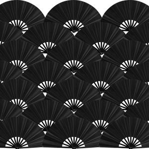 Blulu 24 Pcs Large Folding Fans for Line Dancing 13 Inch Boots on the Ground Fans for Line Dancing for Women Men Big Silk Clack Popping Make Loud Sound for Edm Music Party Decorations,(Black)