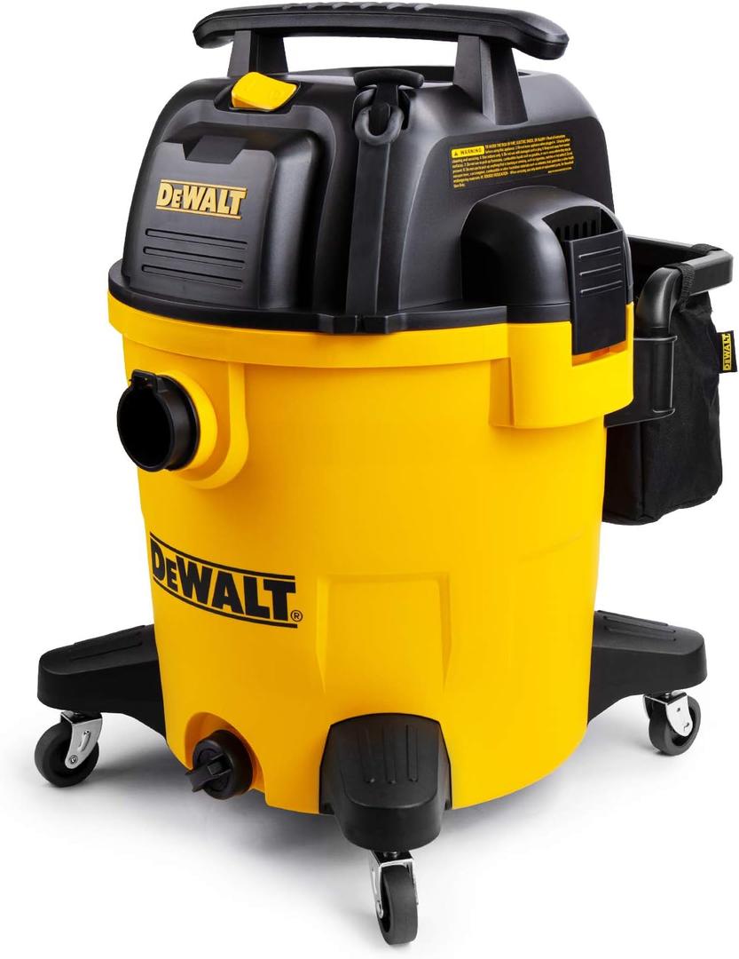 DEWALT 12 Gallon Poly Wet/Dry Vac, 5.5 HP Shop Vacuum Wet Vacuum Cleaner for Workshop, Jobsite, Commercial Area, Large Pick-Up Capacity, Yellow,DXV12P