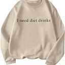 SOLY HUX Women's Crewneck Graphic Oversized Loose Sweatshirts | Pullover Fit, Casual Daily, Fall, Casual, Long Sleeve, Pullover Shirts (Beige, XXL)