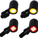 QUASCO Front Rear Motorcycle Turn Signals, Mini Size Led Brake Tail Lights Universal Compatible with Harley Honda Suzuki Triumph Yamaha, 4 Pcs