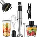 1100W Corded Hand Blender  6-in-1 Stick Blender  Variable Speed Immersion Blender with Titanium Blades  Corded Blender with Whisk Chopper Frother Storage Holder & Silicone Cover