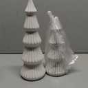 Wooden Christmas Tree Figurines with Removable Star, 2Pcs Distressed White Wood Christmas Trees, Rustic Xmas Centerpieces for Tables, Farmhouse christmas Decor Indoor (WHITE)