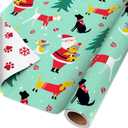 American Greetings Jumbo Reversible Christmas Wrapping Paper Roll, Puppy Dogs and Santa Paws Holiday Gift Wrap (175 sq. ft., 1 Extra Large Roll-30 in. x 70 ft.) Mint Green, Red, and White