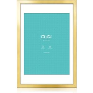 LaVie Home 20x30 Picture Frame Gold Poster Frame,Display Pictures 18x24 with Mat or 20x30 Without Mat, Stable and Sturdy Frame and Polished Plexiglass, Horizontal and Vertical Format of The Walls