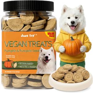 Just Try 15 oz Pumpkin Vegan Treats Digestive Support Dog Training Treats (EXP 03/18/27)