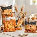 DUZXLCQ Fall Pillow Covers 18x18 inch Set of 4 Pumpkins Thankful Blessed Maple Leaves Autumn Decorative Throw Pillow Covers Farmhouse Cushion Case Harvest Decorations for Couch Sofa Home Outdoor