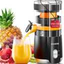 FOHERE Citrus Juicer Electric, Hand-Free Orange Juicer Machine with 2 Interchangeable Cones, Automatic Juice Squeezer for Orange, Lemon, Grape, Pomegranate, Cleaning Brush Included
