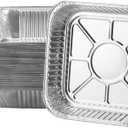 Non-Stick Disposable Air Fryer Aluminum Foil Liners Square 50PCS, Oil-Proof Aluminum Foil Tin Box Also for Steamer Basket Instant Pot Oven & Grill (8 * 8 Inch-Square)