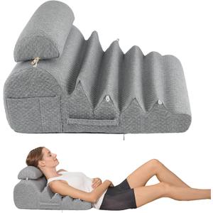 Bed Wedge Pillow - Ergonomic Design for Sleeping & Resting, Ideal for Comfort with Acid Reflux, Snoring, Back Discomfort, Removable Cover
