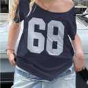 Milumia Women's Plus Size Number Print Jersey Shirt One Shoulder Short Sleeve Tee Tops T Shirt (XL)