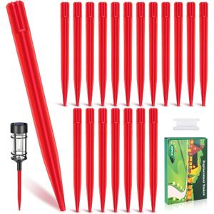 20PCS Solar Light Stakes, Plastic Landscape Stakes, 0.6X9.1 Inches Reinforced Ground Spikes, Garden Stakes Plant Suppor for Landscaping and Garden, Replacemen Stakes for Outdoor Lights (red)