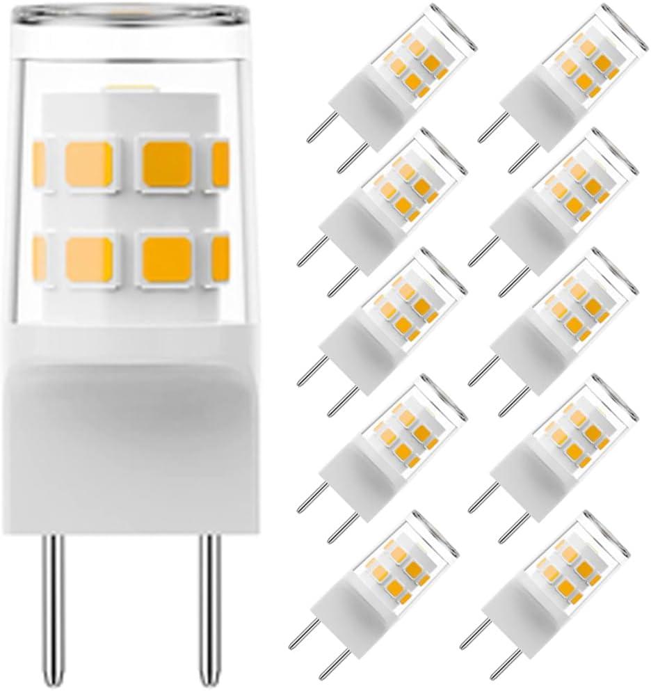 G8 LED Bulb 3W Equivalent to 15W-20W G8 Halogen Bulbs, T4 JCD Type Bi-Pin G8 Base, G8 Bulb 3000K Warm White, 120V AC, Energy Efficient Replacement for Under Cabinet, Puck Lights - 10 Pack