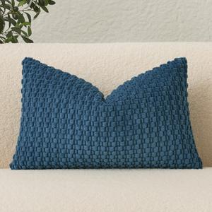 UGASA 14x24 Inch Pillow Cover Pack of 1 Soft Boho Stripe Corduroy Long Rectangle Lumbar Cushion Cover Farmhouse Decorative Throw Pilowcase for Bed, Couch, Sofa, Bedroom, Living Room, Blue UGASA 14x24 Inch Pillow Cover Pack of 1 Soft Boho Stripe Corduroy Long Rectangle Lumbar Cushion Cover Farmhouse Decorative Throw Pilowcase for Bed, Couch, Sofa, Bedroom, Living Room, Blue