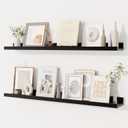 Dreamland Picture Ledge Shelf for Wall, Floating Shelves Set of 2, 36 Inch Long Floating Shelves with Lip for Living Room, Bedroom, Bathroom, Kitchen, Black