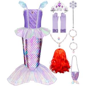 Meland Princess Dress Up for Girls - Mermaid Dress Costumes for Girls with Wig, Girl Mermaid Toys Birthday Gift for Girl 3-8