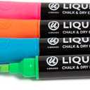 U Brands Liquid Chalk Markers For Blackboard, Chalk Board, and Dry Erase Boards, with Eraser, Assorted Bright Colors, Set of 4 (1 Count (Pack of 1))
