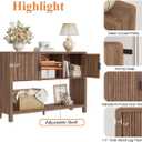 Farmhouse Console Table with 2-Door Cabinet, Retro Entryway Table with Storage Shelf, 43.31 inch Sofa Table Buffet Sideboard for Kitchen, Hallway, Dining, Living Room, Walnut
