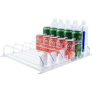 Drink Organizer for Fridge-White Automatic Pusher Glide,12oz 16oz 20oz-Soda Dispenser for Fridge-Holds up to 30 Cans (38CM)