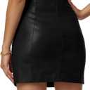 MANGOPOP Womens High Waist Bodycon Mini Short Faux Leather Skirt with Slit (Black, XXL)