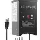 TREEWELL 150W Low Voltage Landscape Transformer, Outdoor Landscape Lighting Transformer with Photocell Sensor & Timer, 120V AC to 12V/ 15V AC, Stainless Steel Waterproof Transformer, Black, ETL Listed