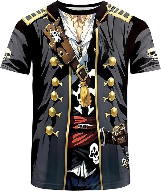 SightYoung Pirate Shirt Men, Black Pirate T-Shirt for Men and Women, Adult Pirates of The Caribbean Shirt, Novelty Costume, Funny Caribbean T-Shirt, XL