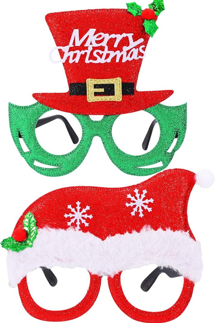 Christmas Xmas Sunglasses 2PCS Festivals Costume Eyeglasses for Adults