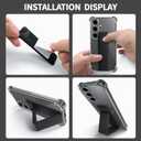 for Samsung Galaxy S24 FE Case, Shockproof TPU Clear Cover with 2 Pack Tempered Glass Screen Protectors & Leather Kickstand (3M Adhesive Mount) for Stand/Horizontal Viewing, Clear