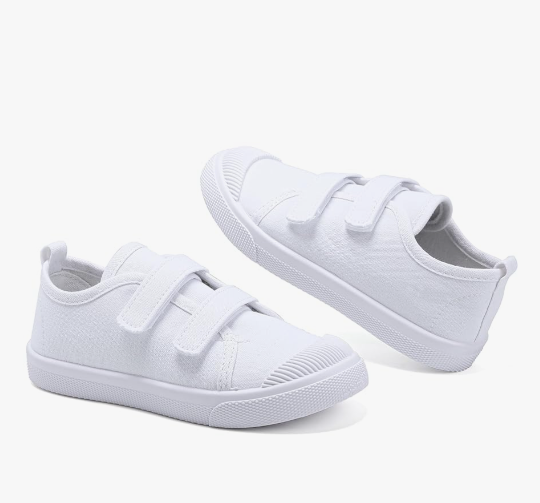 Babykids Kids White Shoes Toddlers Canvas Sneakers Slip-on Light Weight Comfortable Causal Running Shoes Skin-Friendly for Boys Girls 26