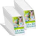 Tuanse 48 Pcs Acrylic Picture Frame 3.5 x 5 Inch Acrylic Sign Holder Clear Photo Frame Tabletop Slanted Back Plastic Picture Display